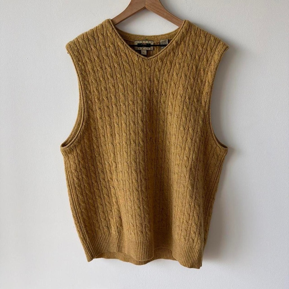 Vintage Joseph Abboud cable knit sweater vest in a warm mustard